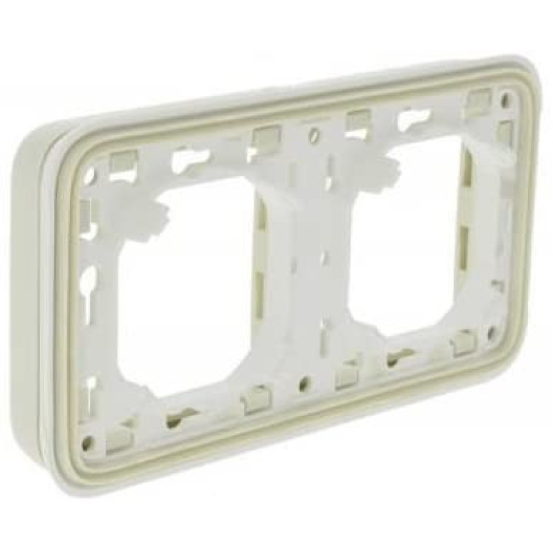 Legrand Plexo Legrand Супорт з рамкою для вбудованого монтажу 2 поста, білий (069694)