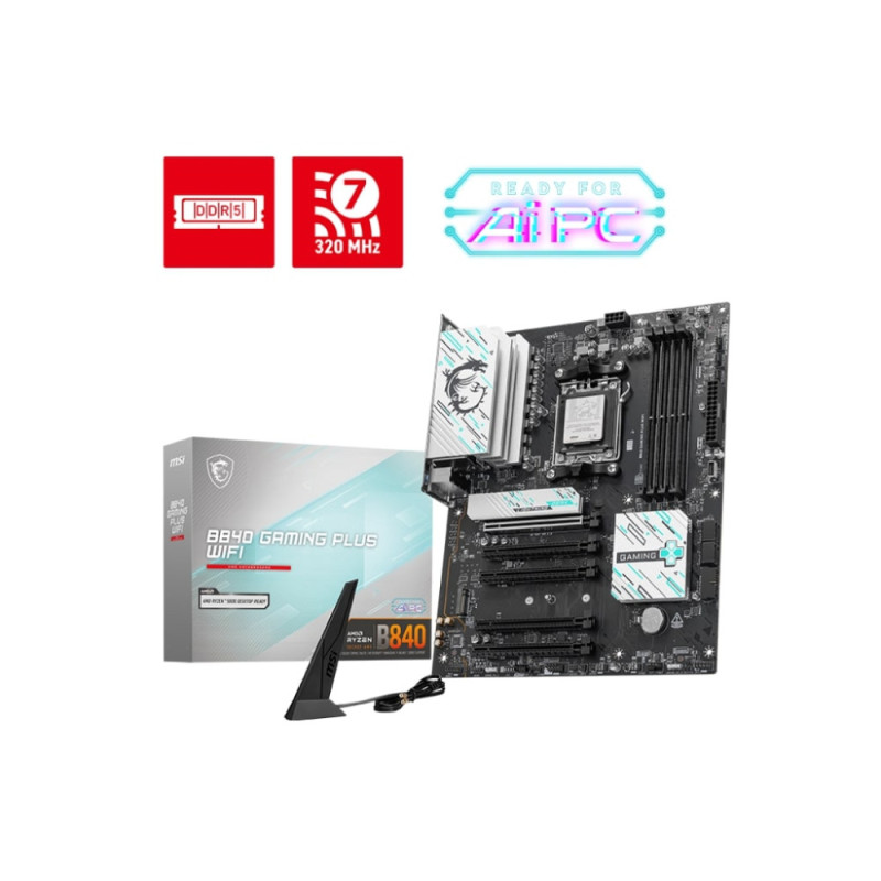 MSI Материнcкая плата B840 GAMING PLUS WIFI sAM5 B840 4xDDR5 M.2 HDMI WiFi BT ATX (911-7E57-002)