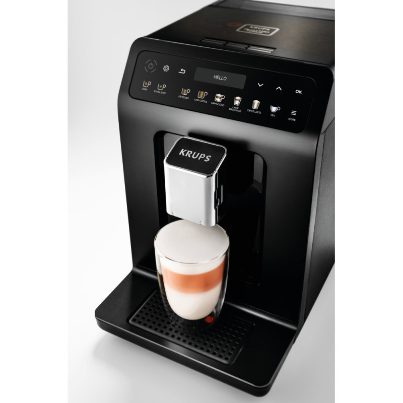 Krups Coffee machine Evidence Plus Titanium, 2,3L, auto capuchino maker, ОLED диспл, auto recipe-19, black (EA894810)