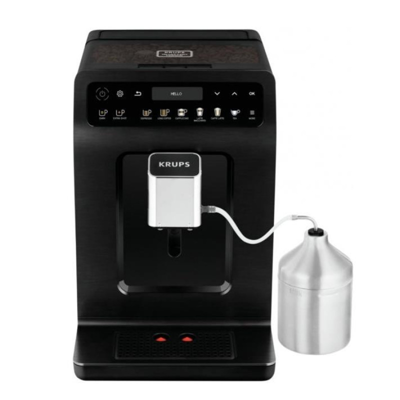 Krups Coffee machine Evidence Plus Titanium, 2,3L, auto capuchino maker, ОLED диспл, auto recipe-19, black (EA894810)