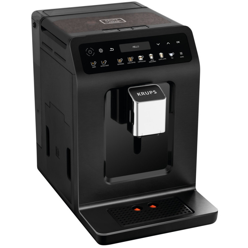 Krups Coffee machine Evidence Plus Titanium, 2,3L, auto capuchino maker, ОLED диспл, auto recipe-19, black (EA894810)