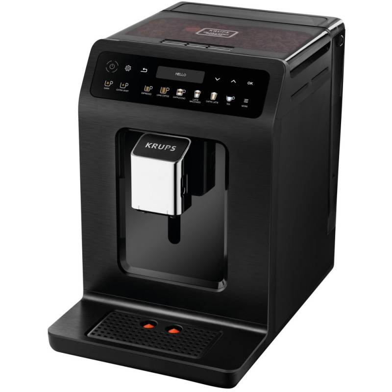 Krups Coffee machine Evidence Plus Titanium, 2,3L, auto capuchino maker, ОLED диспл, auto recipe-19, black (EA894810)