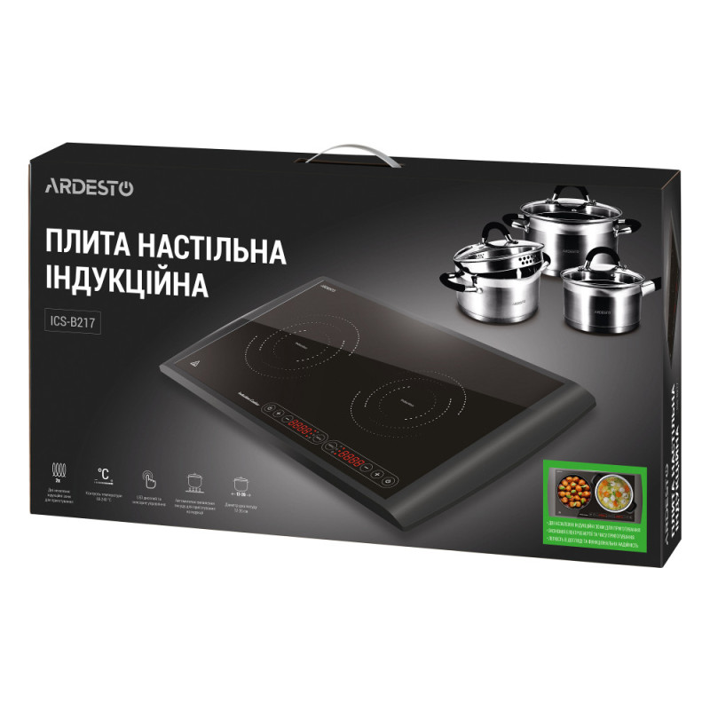 ARDESTO Table cooker induction, burner - 2, 1.3+1.6W, control - sensor, black (ICS-B217)