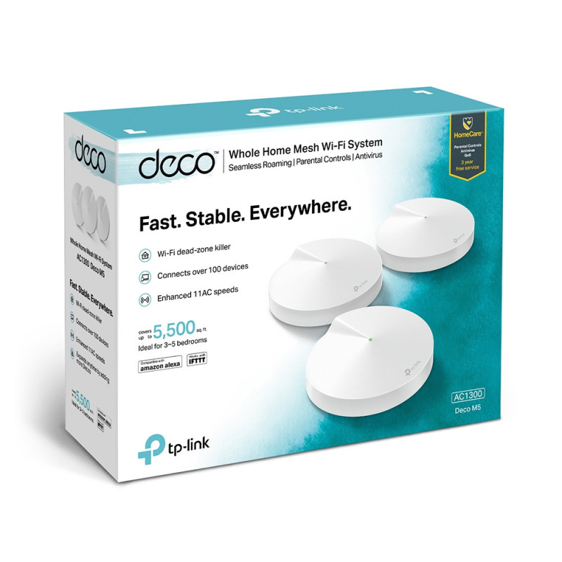 TP-Link Маршрутизатор DECO M5 3PK AC1300 1xGE LAN 1xGE WAN MU-MIMO MESH (DECO-M5-3-PACK)