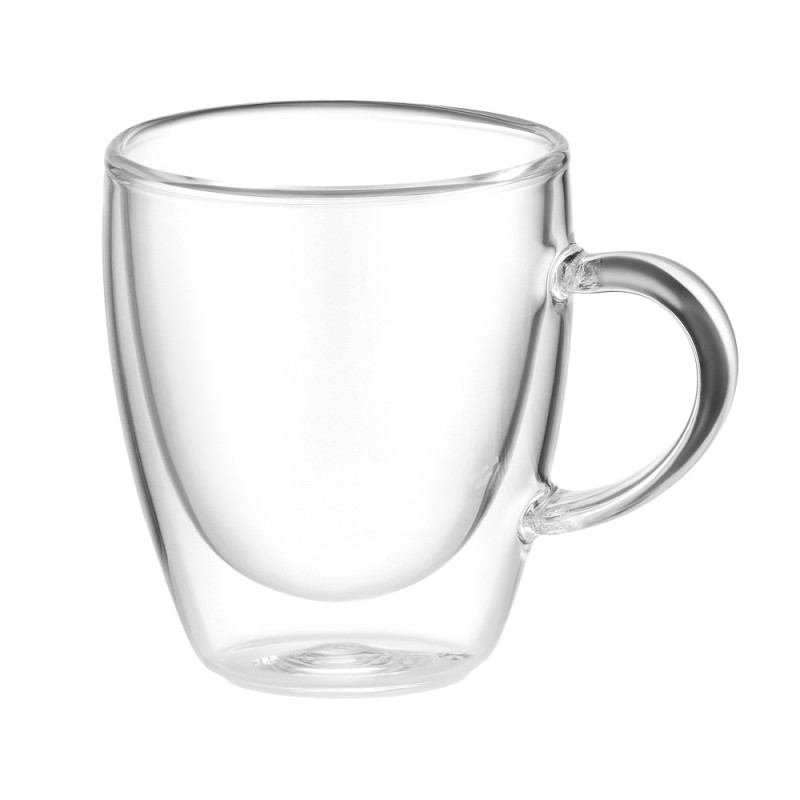 ARDESTO Double wall mug set with handle, 100ml, 2pcs, borosilicate glass, transparent (AR2610BH)