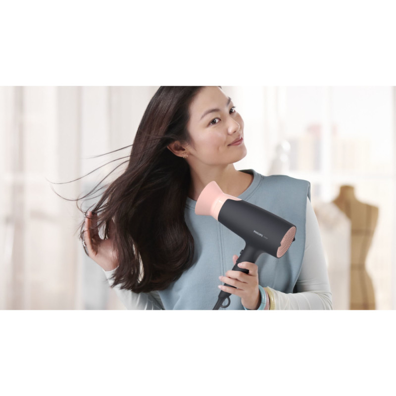 Philips Hair dryer 3000 Series, 3W, 3 modes, ionization, cold blowing, black- pink (BHD350/10)