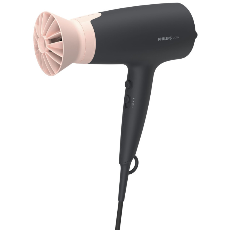 Philips Hair dryer 3000 Series, 3W, 3 modes, ionization, cold blowing, black- pink (BHD350/10)