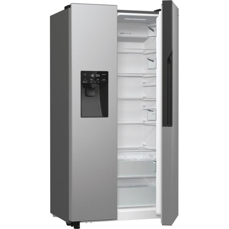 Gorenje SBS Ref, 179x70x92sm, 2 doors., 376(190) L, А++, NF+, Inv., Fresh zone, dispenser, LED display, inox (NRR9185ESXL1)