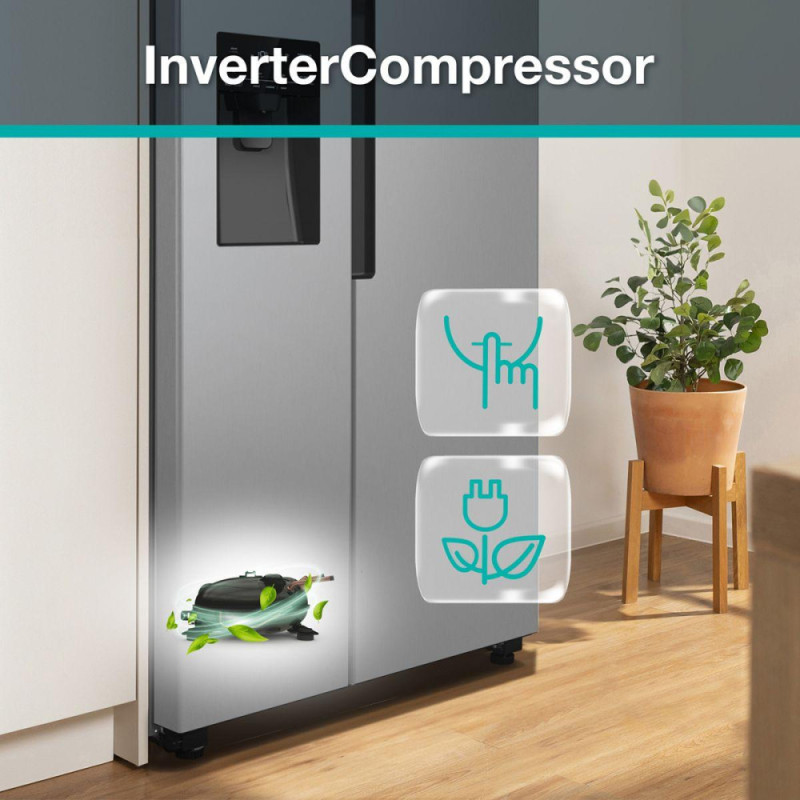 Gorenje SBS Ref, 179x70x92sm, 2 doors., 376(190) L, А++, NF+, Inv., Fresh zone, dispenser, LED display, inox (NRR9185ESXL1)