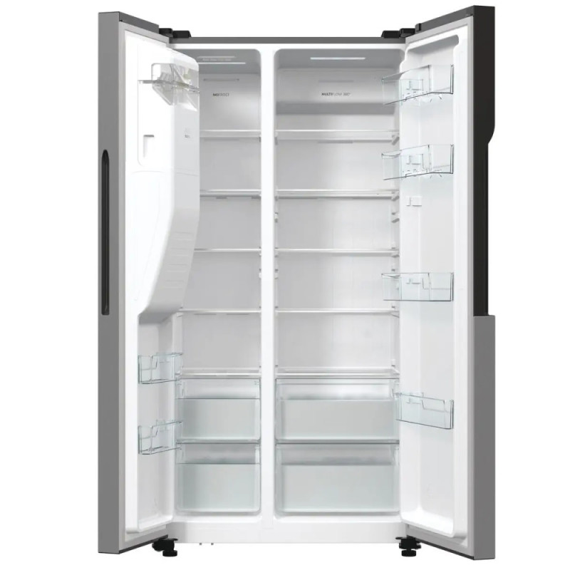 Gorenje SBS Ref, 179x70x92sm, 2 doors., 376(190) L, А++, NF+, Inv., Fresh zone, dispenser, LED display, inox (NRR9185ESXL1)