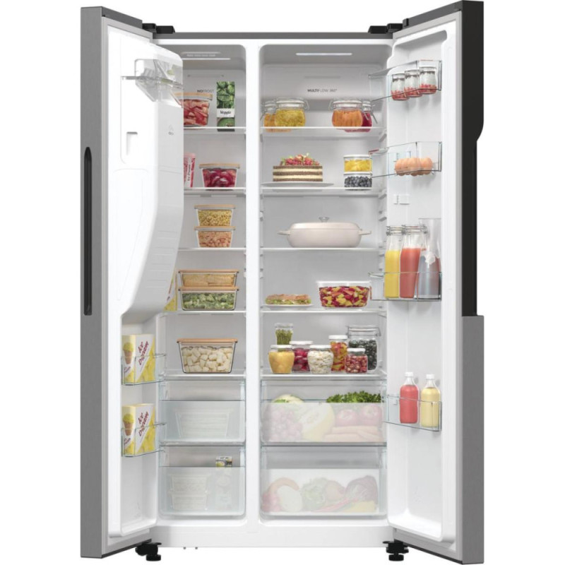 Gorenje SBS Ref, 179x70x92sm, 2 doors., 376(190) L, А++, NF+, Inv., Fresh zone, dispenser, LED display, inox (NRR9185ESXL1)