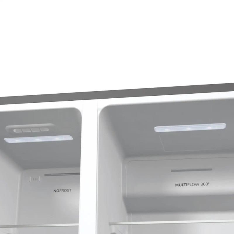 Gorenje SBS Ref, 179x70x92sm, 2 doors., 376(190) L, А++, NF+, Inv., Fresh zone, dispenser, LED display, inox (NRR9185ESXL1)