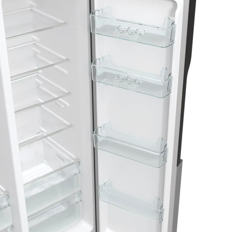Gorenje SBS Ref, 179x70x92sm, 2 doors., 376(190) L, А++, NF+, Inv., Fresh zone, dispenser, LED display, inox (NRR9185ESXL1)