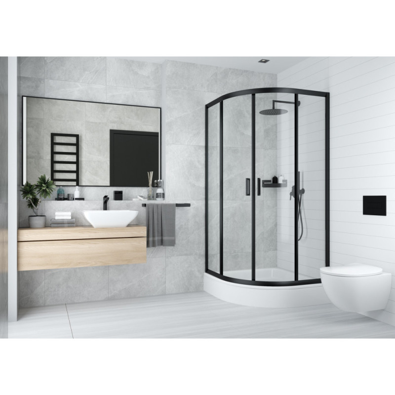 Deante Shower tray Plus II acrylic, half round, 80cm, white (KTU_032B)