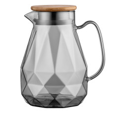 ARDESTO Pitcher with lid Graphite, 1500ml, borosilicate glass, bamboo, stainless steel, gray (AR2615SG)