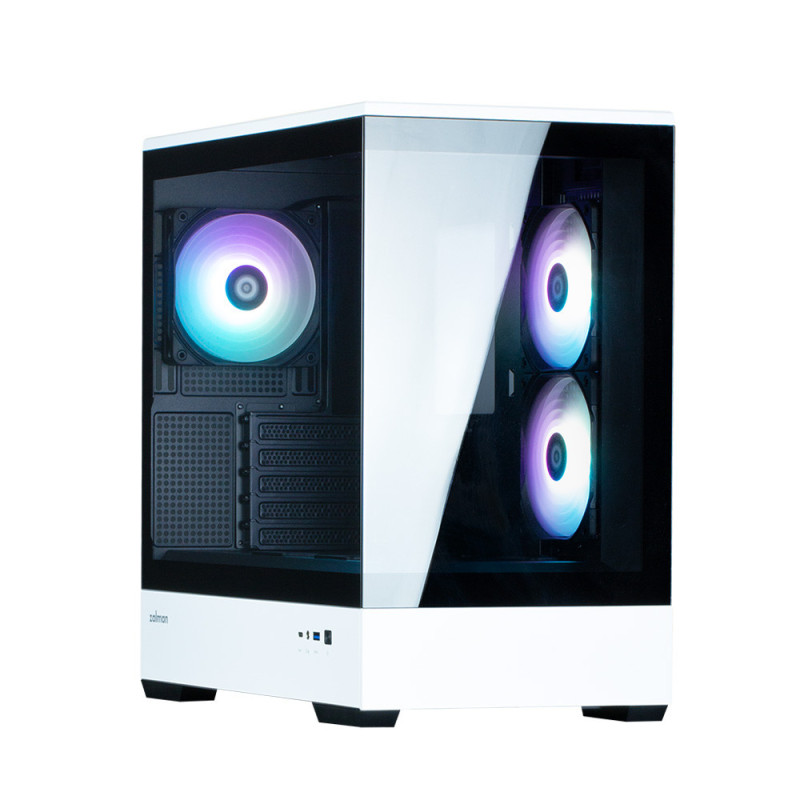 Zalman PC case P30 without PSU, 1xUSB3.0, 1xUSBType-C, 3x120mm ARGB, VGA 420mm, LCS ready, TG Side Panel, mATX, black/white (P30BW)
