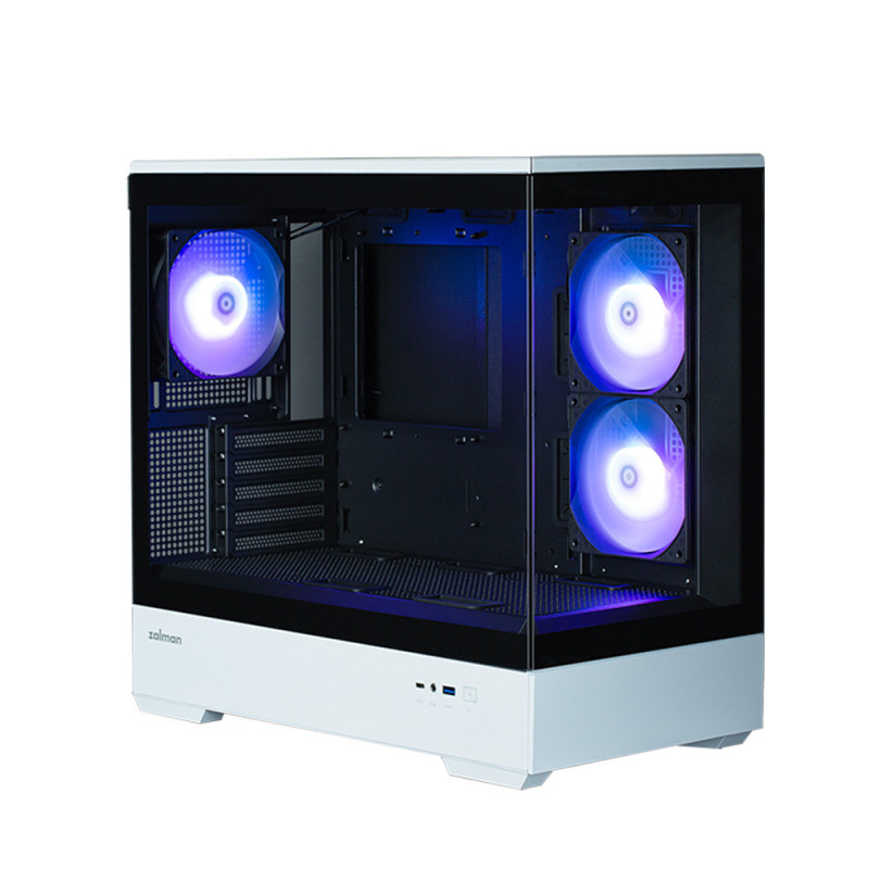 Zalman PC case P30 without PSU, 1xUSB3.0, 1xUSBType-C, 3x120mm ARGB, VGA 420mm, LCS ready, TG Side Panel, mATX, black/white (P30BW)