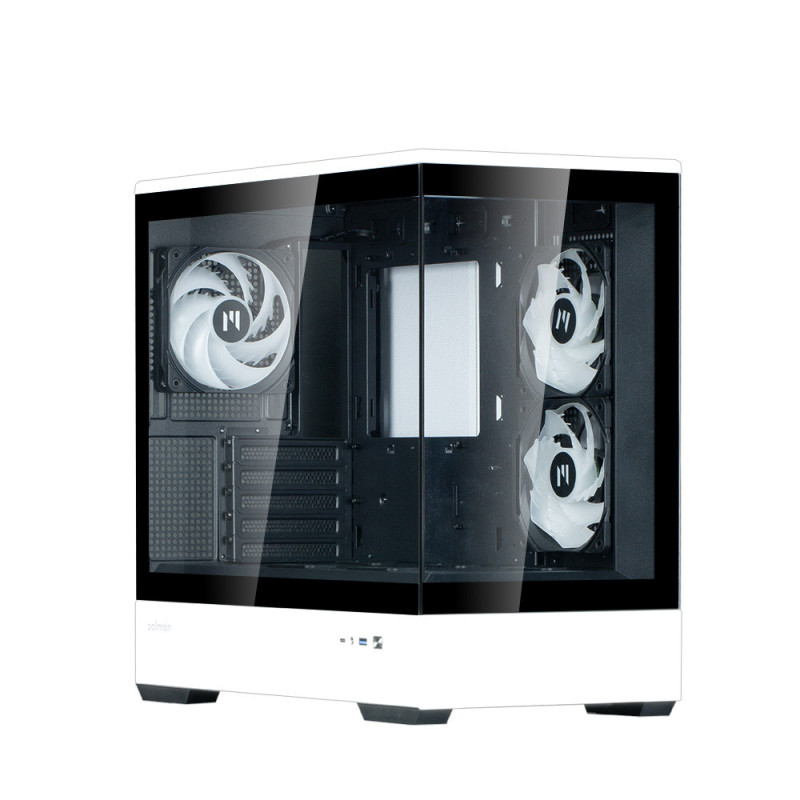 Zalman PC case P30 without PSU, 1xUSB3.0, 1xUSBType-C, 3x120mm ARGB, VGA 420mm, LCS ready, TG Side Panel, mATX, black/white (P30BW)