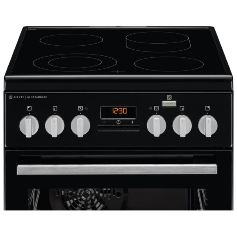 Electrolux Плита электрическая стеклокерамическая, 58л, 50x60см, дисплей, конвекция, пар, черный (LKR564200K)