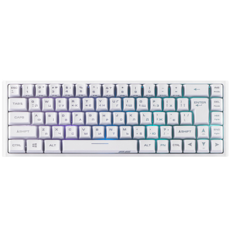 2E Gaming Keyboard KG360 RGB 68key WL White Ukr (2E-KG360UWT)