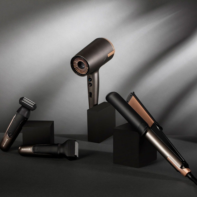 Remington Hair dryer, 2W, 8 modes, diffuser, ionization, cold blowing, case, grey (D6077)