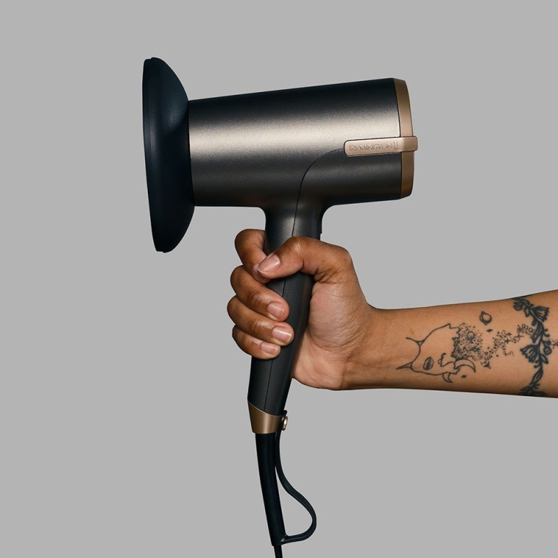 Remington Hair dryer, 2W, 8 modes, diffuser, ionization, cold blowing, case, grey (D6077)