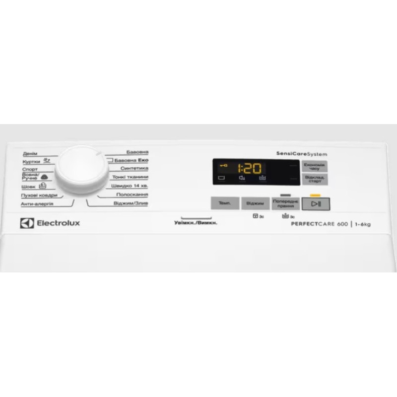Electrolux Стиральная машина вертикальная, 6кг, 1000, A+++, 60см, дисплей, белый (EW6T5061FU)