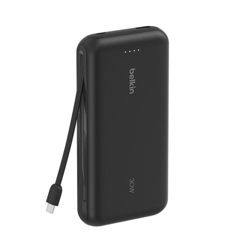 Belkin Акумулятор портативний літій-іонний Power Bank Belkin 20000мА·год, 20Вт, з інтегрованим кабелем USB-C, чорний (BPB024HQBK)