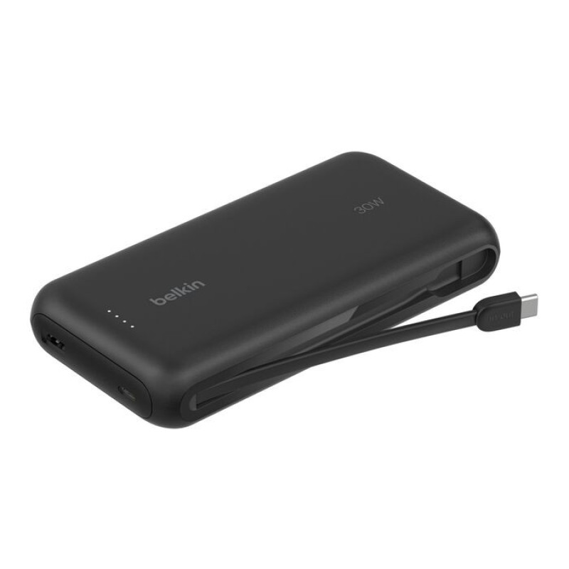 Belkin Акумулятор портативний літій-іонний Power Bank Belkin 20000мА·год, 20Вт, з інтегрованим кабелем USB-C, чорний (BPB024HQBK)
