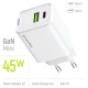 Зарядное устройство ColorWay C101E GaN Mini 45W PD PPS USB-C + USB-A QC4.0 white (CW-CHS060PD-WT)
