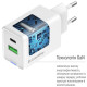Зарядное устройство ColorWay C101E GaN Mini 45W PD PPS USB-C + USB-A QC4.0 white (CW-CHS060PD-WT)