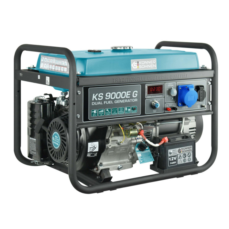 Könner & Söhnen Генератор газово-бензиновий KS 9000E G, 230В, 6.5кВт, електростартер, 83.0кг (KS9000EG)