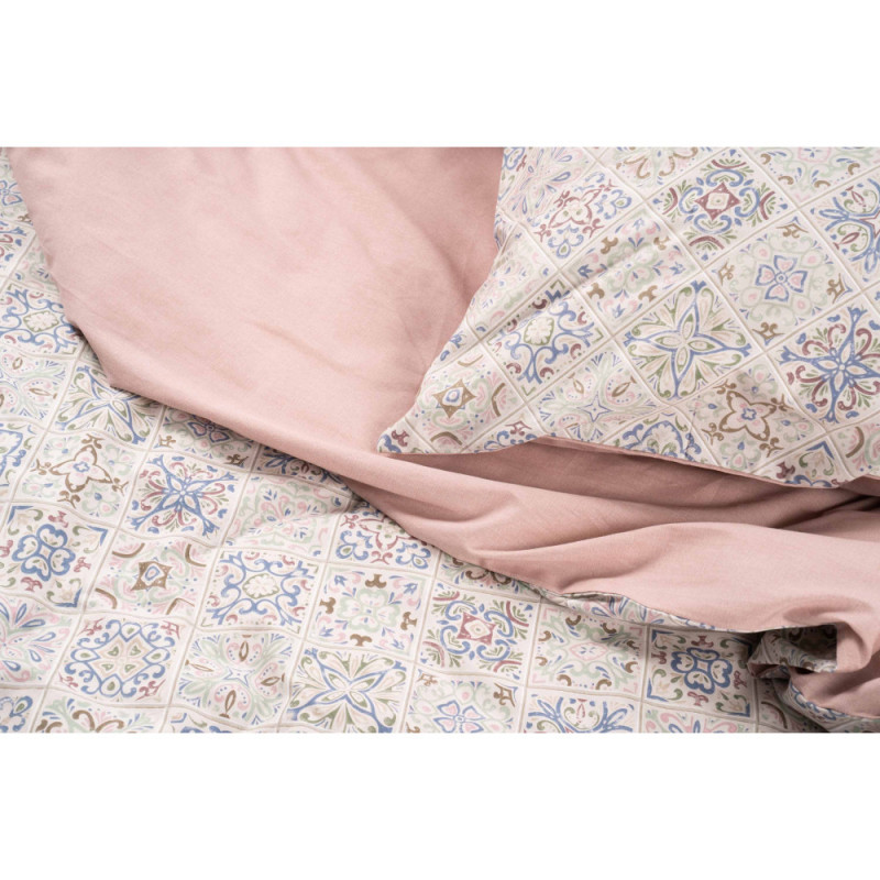 ARDESTO Bedding set 2.0 Gloria, sateen, duvet cover 200x220cm, sheet 230x240cm, pillowcases (2) 50x70cm, 100% cotton, azulejo pink (ART2022LP)