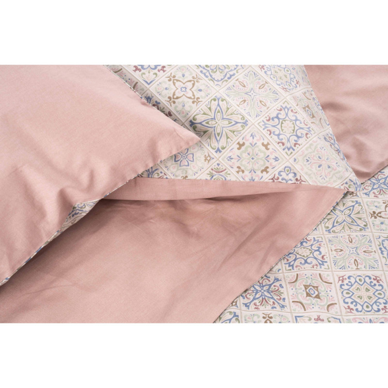 ARDESTO Bedding set 2.0 Gloria, sateen, duvet cover 200x220cm, sheet 230x240cm, pillowcases (2) 50x70cm, 100% cotton, azulejo pink (ART2022LP)