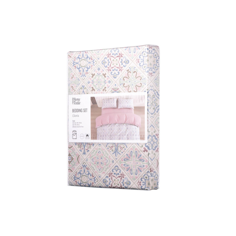 ARDESTO Bedding set 2.0 Gloria, sateen, duvet cover 200x220cm, sheet 230x240cm, pillowcases (2) 50x70cm, 100% cotton, azulejo pink (ART2022LP)