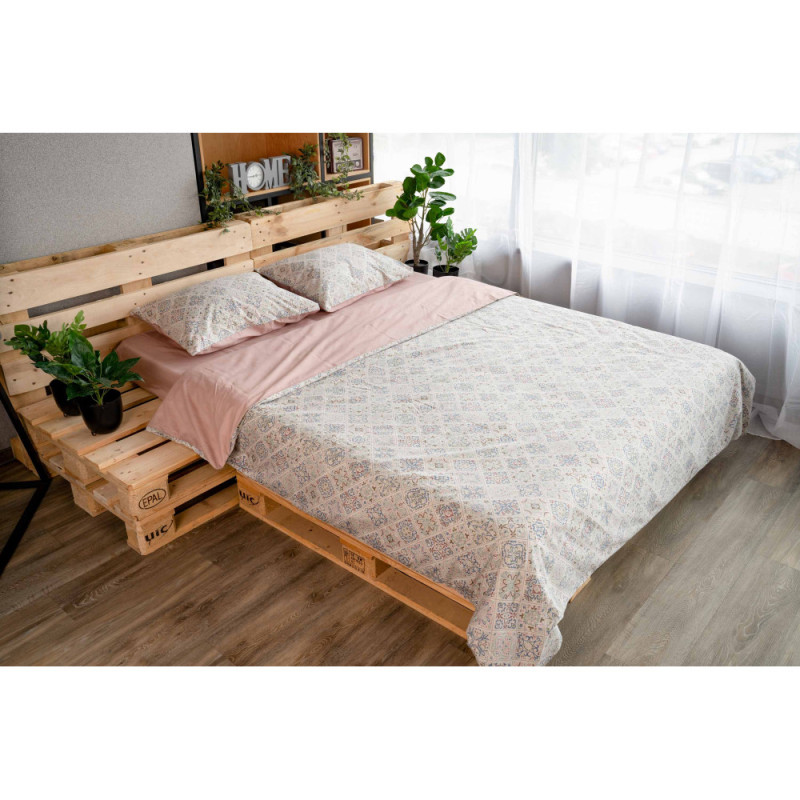 ARDESTO Bedding set 2.0 Gloria, sateen, duvet cover 200x220cm, sheet 230x240cm, pillowcases (2) 50x70cm, 100% cotton, azulejo pink (ART2022LP)
