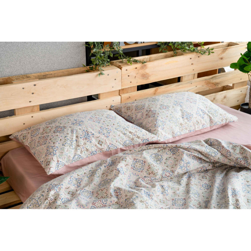 ARDESTO Bedding set 2.0 Gloria, sateen, duvet cover 200x220cm, sheet 230x240cm, pillowcases (2) 50x70cm, 100% cotton, azulejo pink (ART2022LP)