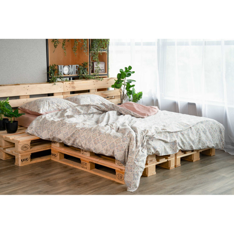 ARDESTO Bedding set 2.0 Gloria, sateen, duvet cover 200x220cm, sheet 230x240cm, pillowcases (2) 50x70cm, 100% cotton, azulejo pink (ART2022LP)