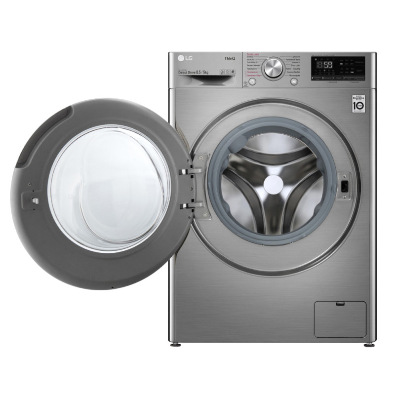 LG Стирально-сушильная машина фронтальная, 8.5(5)кг, 1200, A, 47см, дисплей, пар, инвертор, серебристый (F2V5GG9T)
