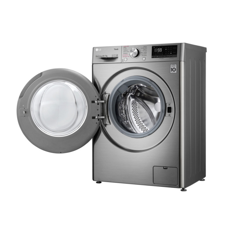 LG Стирально-сушильная машина фронтальная, 8.5(5)кг, 1200, A, 47см, дисплей, пар, инвертор, серебристый (F2V5GG9T)
