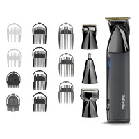 BaByliss Набір для стрижки Super-X Metal Black Edition, для голови, вусів, бороди,носа і тіла, акум., насадок-15, сумка для зберігання, підставка, сталь, чорний (MT991E)