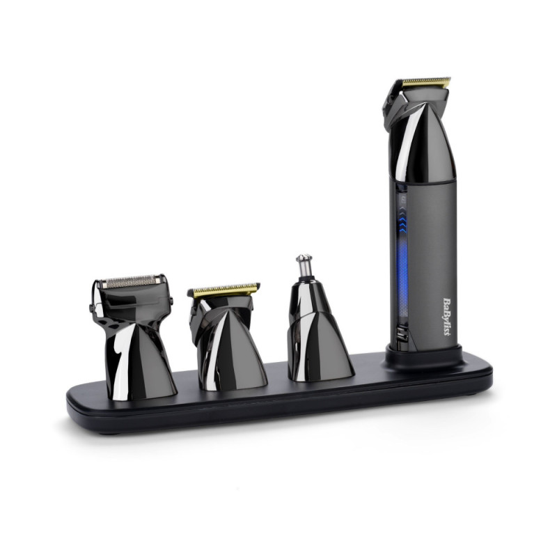 BaByliss Набор для стрижки Super-X Metal Black Edition для головы, усов, бороды,носа и тела, акум., насадок-15, сумка для хранения, подставка, сталь, черный (MT991E)