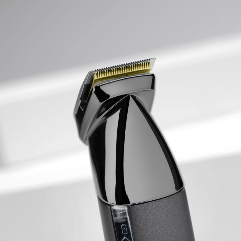 BaByliss Набор для стрижки Super-X Metal Black Edition для головы, усов, бороды,носа и тела, акум., насадок-15, сумка для хранения, подставка, сталь, черный (MT991E)