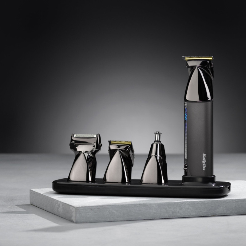 BaByliss Набор для стрижки Super-X Metal Black Edition для головы, усов, бороды,носа и тела, акум., насадок-15, сумка для хранения, подставка, сталь, черный (MT991E)