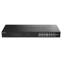 D-Link Switch DGS-1018P 16x1GE PoE+, 240W, 30W/Port, Unmanaged