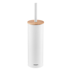ARDESTO Toilet brush set with stand Minimalism 9.5x27.5/38cm, metal, polypropylene, bamboo, white (ARHB3503WB)