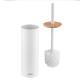 ARDESTO Toilet brush set with stand Minimalism 9.5x27.5/38cm, metal, polypropylene, bamboo, white (ARHB3503WB)