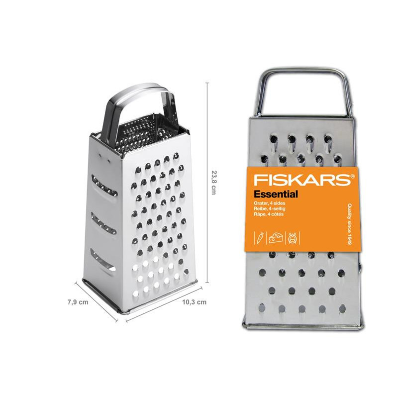 Fiskars Grater 4 sides, Essential, 23cm, stainless steel (1023798)