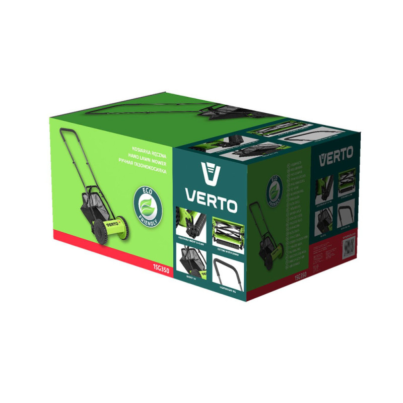 Verto Газонокосилка ручная 30см 16л 12-45мм 7кг (15G350)