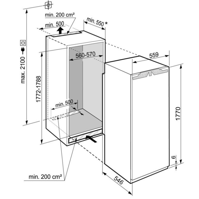 Liebherr Холодильна камера вбудована, 177x55.9х54.6, 291л, А++, ST, диспл внутр., BioFresh, білий (IRBD5150)